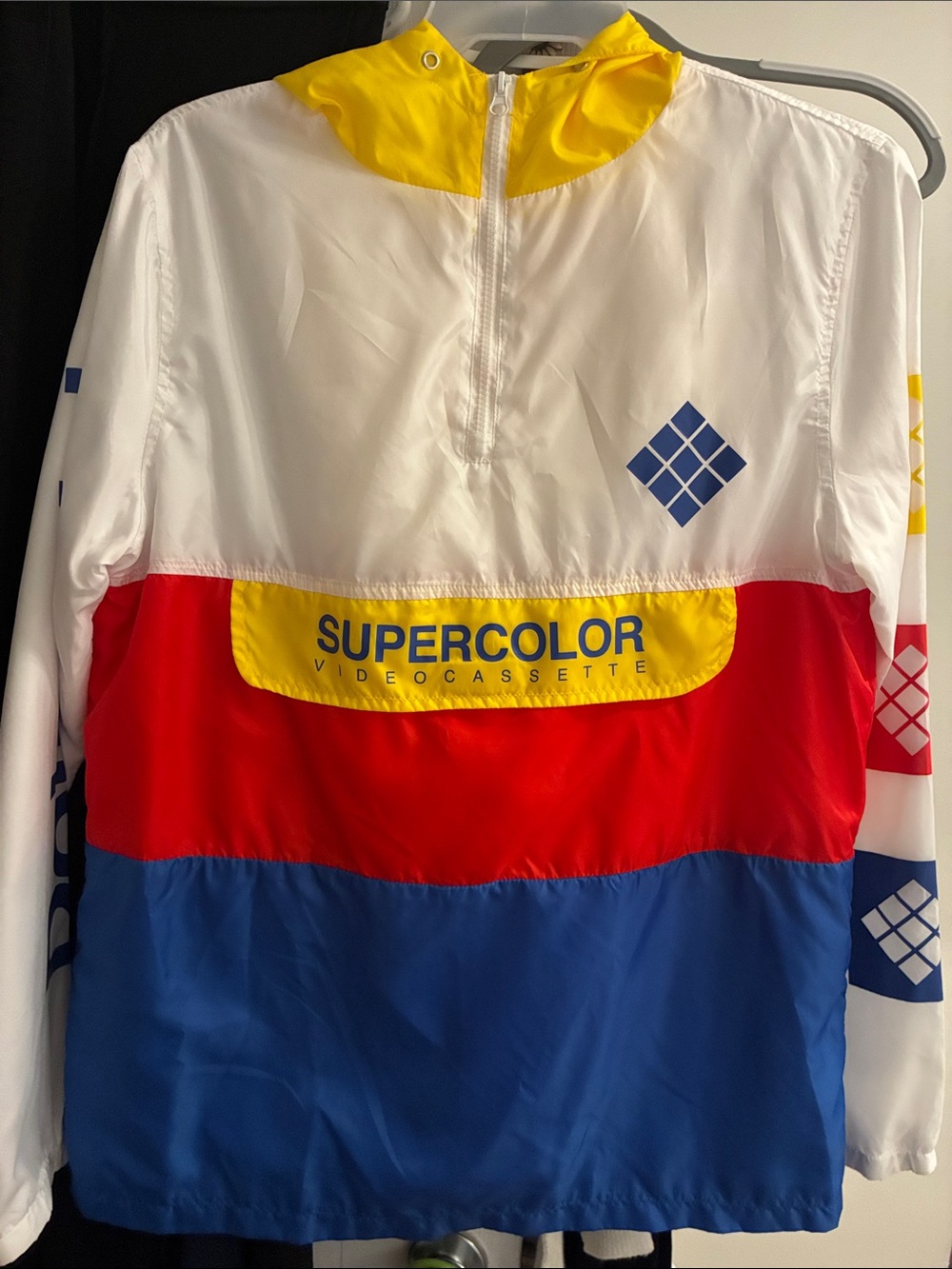 Polaroid Colorblock Pullover Jacket - White/Yellow/Red/Blue